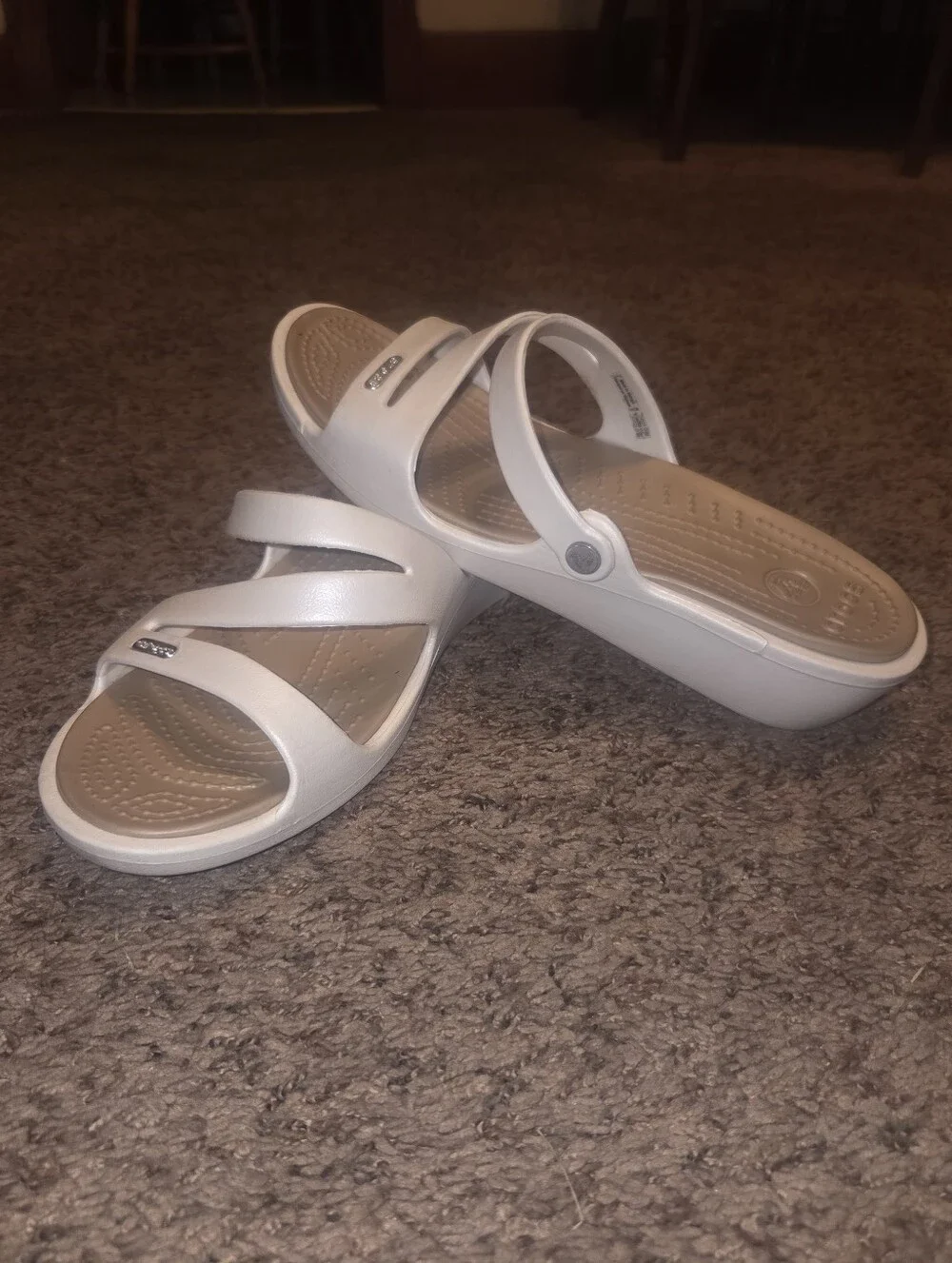 Crocs Patricia Wedge Sandals Oyster Womens Size 8W